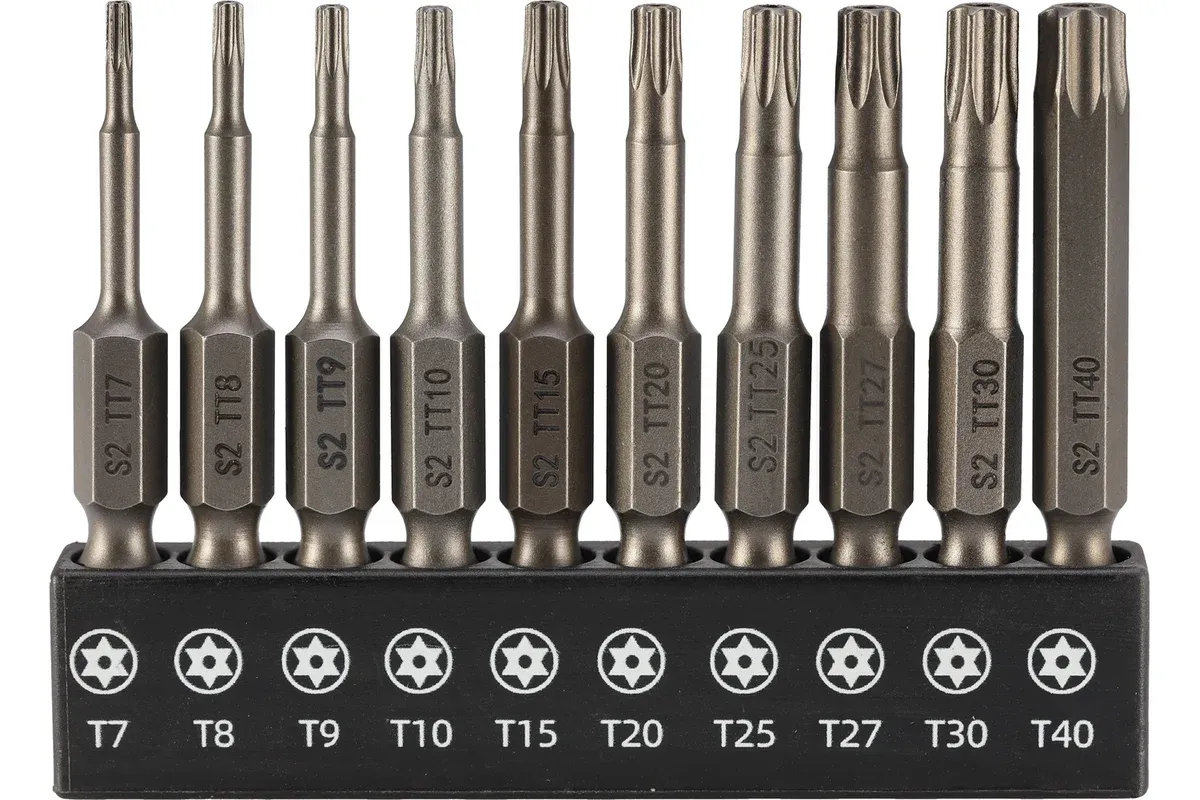 Набор бит TORX Pin с отверстием, 50 мм SGS SGS6350-10TTC, сталь S2, 10 шт - фото